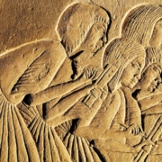 Scribes in a relief from the Tomb of Horemheb, Saqqara, ca.1400 BCE. National Archaeological Museum, Florence, Italy.