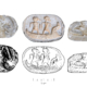 Skaraboid aus Tell el-Far'ah (Süd) aus Grab 229, Eisenzeit IIA (10.–9. Jh. v.u.Z.); London Institute of Archaeology EVII.59/36; vgl. https://ancmed.ulb.be/details.php?row=326 bzw. den Eintrag in CSSL: https://doi.org/10.60779/cssl-03984.